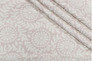 PK Lifestyles Flock Botanical Flocked Decorator Fabric in Ivory