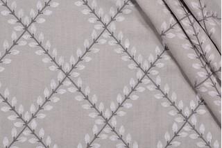 PK Lifestyles Clover Lane Embroidered Decorator Fabric in Smoke