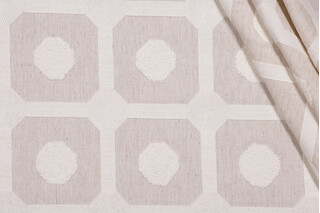 PK Lifestyles Needle And Thread Embroidered Drapery Fabric in Linen