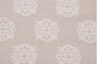 Flower Tops Woven Upholstery Fabric in Twine