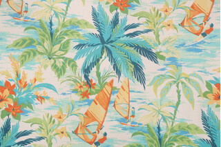 Tommy Bahama Wind Surfers Printed Polyester Outdoor Fabric in Mangrove