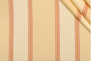 Thibaut Sherman Stripe F92204 Printed Cotton Drapery Fabric in Beige