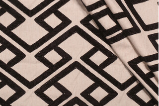 P Kaufmann Accolade Embroidered Drapery Fabric in Onyx