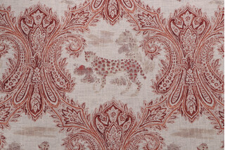 P Kaufmann Madagascar Printed Linen Blend Drapery Fabric in Cinnabar