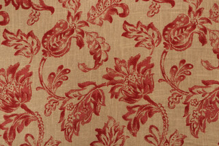 Fabricut Jaclyn Smith Home Trend JSP02600 Printed Linen Drapery Fabric in Scarlet