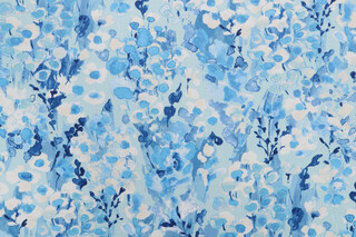 PK Lifestyles Painters Garden Printed Polyester Outdoor Fabric in Blue Skies