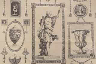 Scalamandre Gallery Wall Printed Cotton Drapery Fabric in Grey 