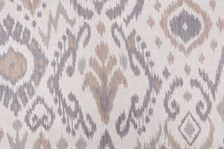 Ikat Printed Linen Drapery Fabric in Stone