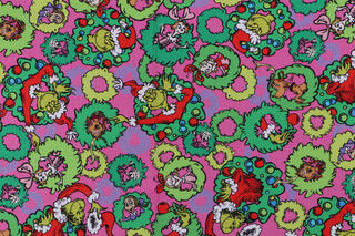 Robert Kaufman How The Grinch Stole Christmas Collection ADED-22566-351 Printed Cotton Craft Fabric in Candy Pink
