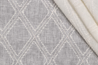 Lino Textiles Karla Sheer Embroidered Drapery Fabric in Ivory