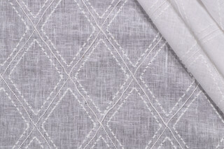 Lino Textiles Karla Sheer Embroidered Drapery Fabric in White