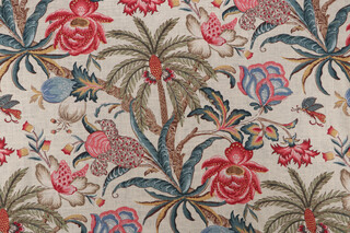 Waverly Exotic Curiosity Printed Linen Blend Drapery Fabric in Jewel