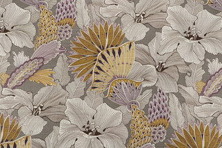Tropical Printed Drapery Fabric in Heather