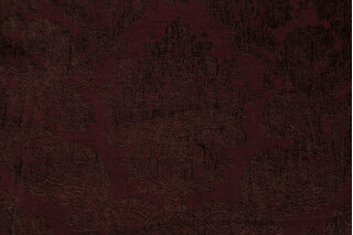 Silvia Chenille Damask Upholstery Fabric in Bordeaux