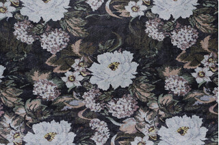 Garden Printed Velvet Upholstery Fabric in Midnight