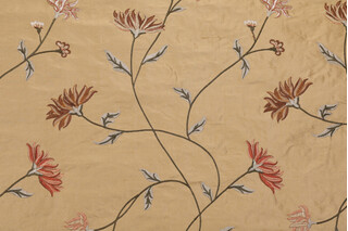 Melton Embroidered Silk Decorator Fabric in Gold