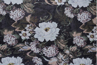 Shackton Printed Velvet Upholstery Fabric in Midnight