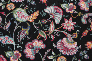 Covington Wedgewood Printed Linen Blend Drapery Fabric in 99-Onyx