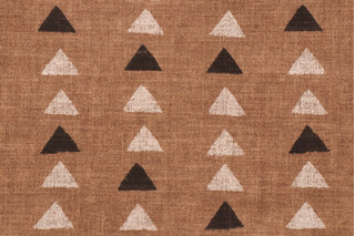 PK Lifestyles Nomadic Triangle Printed Linen Blend Drapery Fabric in Clay