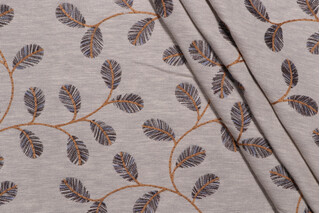 PK Lifestyles Leaf Love Emb Drapery Fabric in Cognac