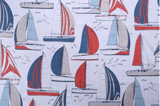 Stof France Larmor Printed Cotton Drapery Fabric in Terracotta