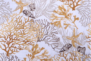 Stof France Quiberon Printed Cotton Drapery Fabric in Moutarde
