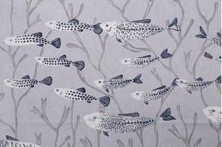 Stof France Merlu Printed Drapery Fabric in Gris