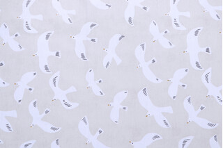 Stof France Mouette Printed Cotton Twill Drapery Fabric in Naturel
