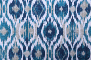 Stof France Jimena Printed Cotton Drapery Fabric in Bleu