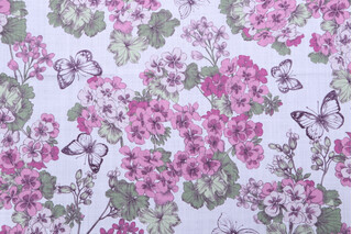 Stof France Geranium Printed Cotton Drapery Fabric in Rose
