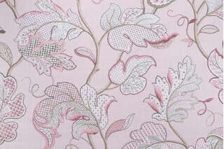 P Kaufmann Luana Printed Cotton Drapery Fabric in Pink Pearl