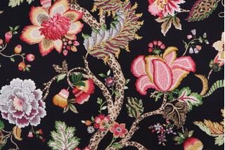 Kaufmann Makalo Printed Cotton Drapery Fabric in Blackbird
