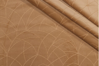 PK Lifestyles Curvature Embroidered Velveteen Decorator Fabric in Golden