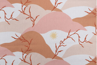 Elana Gabrielle Washed Ashore Printed & Embroidered Cotton Drapery Fabric in Terracotta for PK Lifestyles