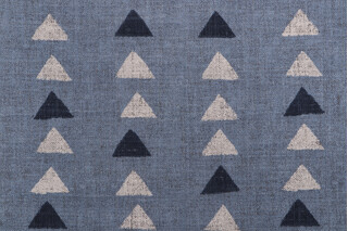 PK Lifestyles Nomadic Triangles Printed Drapery Fabric in Blue Smoke