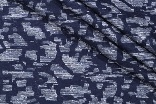 Hamilton Westlake Printed & Embroidered Cotton Drapery Fabric in Indigo