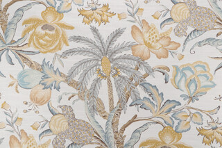 Waverly Fiji Flora Printed Cotton Drapery Fabric in Blonde