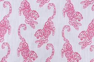 Premier Prints Kenway-Slub Canvas Printed Cotton Drapery Fabric in Flamingo