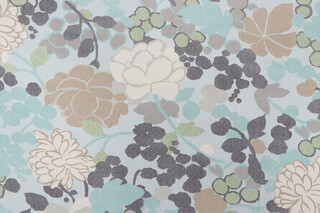 Novogratz Blossom Printed Polyester Outdoor Fabric in Aegean