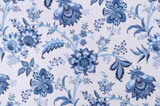 PK Lifestyles Island Gem Printed Cotton Drapery Fabric in Porcelain
