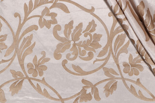Kat Burki Notte Hand-Printed Velvet Upholstery Fabric in Cream for Scalamandre