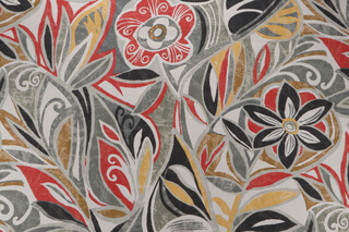 Mill Creek Floral Printed Polyester Outdoor Fabric in Grey/Multi