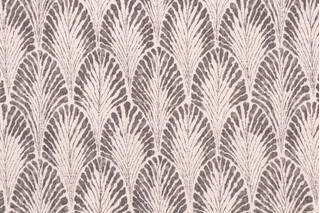 Lacefield Plume-Chatham White Printed Cotton Blend Drapery Fabric in Stone