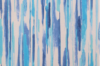 PK Lifestyles All Lined Up Printed Polyester Outdoor Fabric in Tide