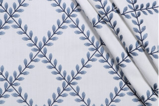 PK Lifestyles Clover Lane Emb Drapery Fabric in Porcelain