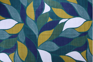 Stof France Amaya Printed Cotton Drapery Fabric in Petrole