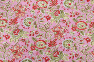 Stof France Athena Printed Cotton Drapery Fabric in Rose
