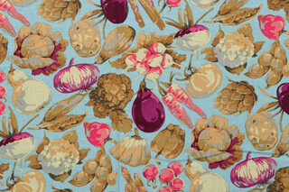 Martha Negley Garden Veggies Digitally-Printed Cotton Craft Fabric in Aqua for Free Spirit