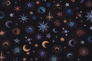 Fabrics Of SoHo Celestial Printed Cotton Craft Fabric in Black for Timeless Treasures