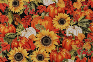 Fabrics of SoHo Fall Is In The Air - Harvest Floral Metallic Printed Cotton Craft Fabric in Autumn for Timeless Treasures
